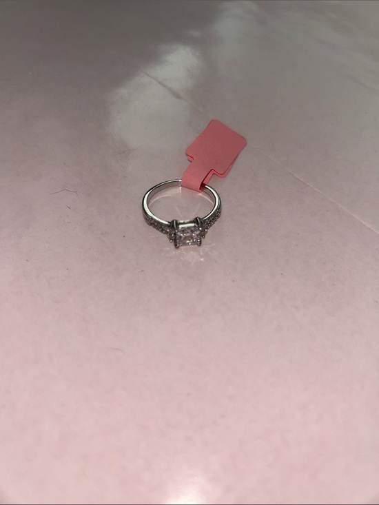 Lovisa Jewelry - Sparkly Silver Plated Halo Ring with Cubic Zirconia Square Center Stone - Silver